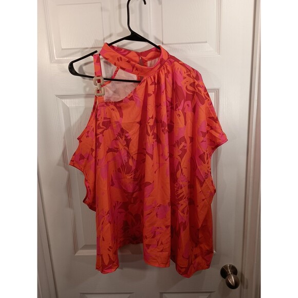 Shein Top Size L Pink And Orange *Looks Big See Measurements - Picture 2 of 10